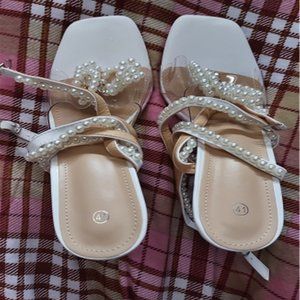 Jessie Sandals White String